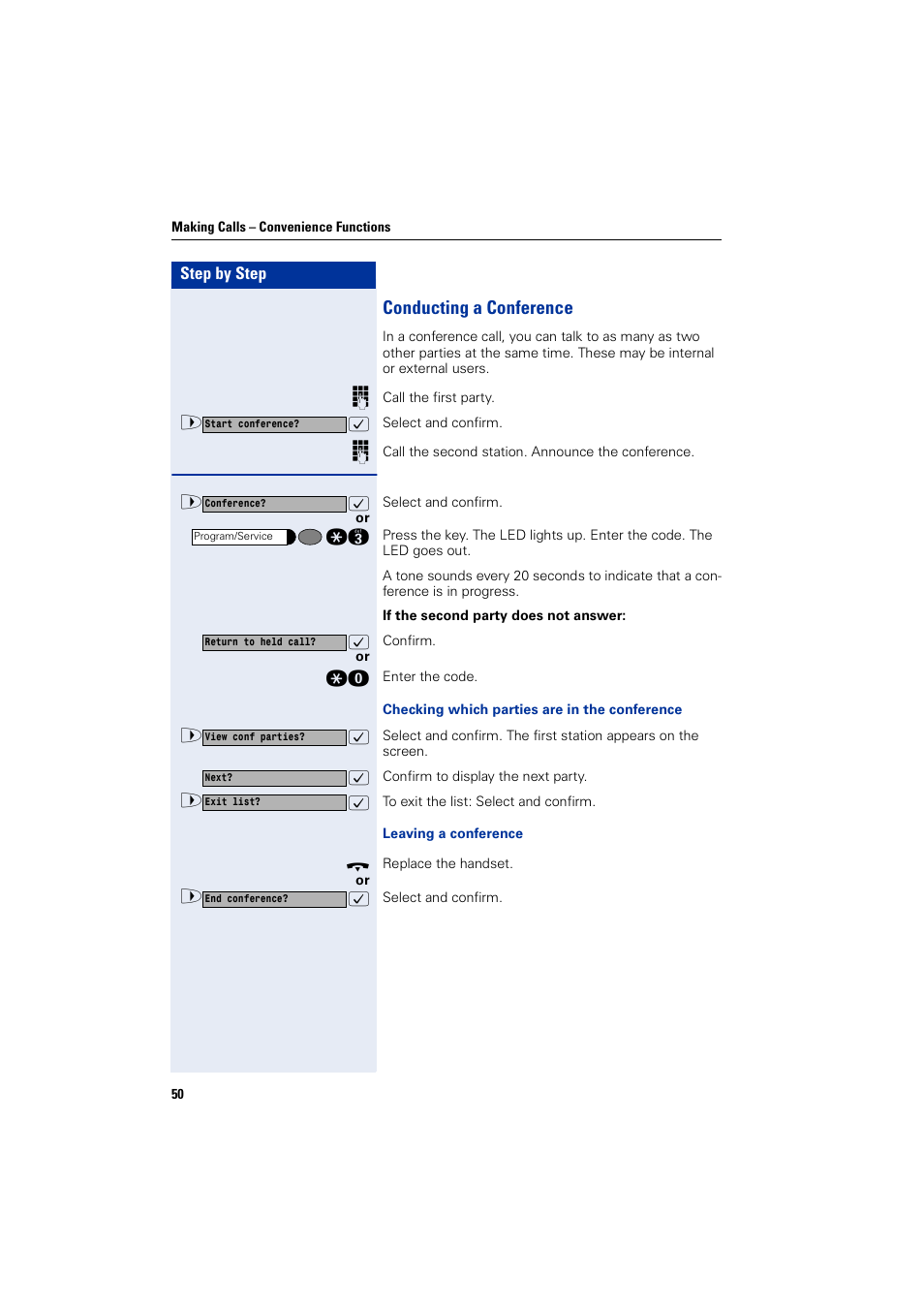 Conducting a conference | Siemens HIPATH 1200 User Manual | Page 50 / 104