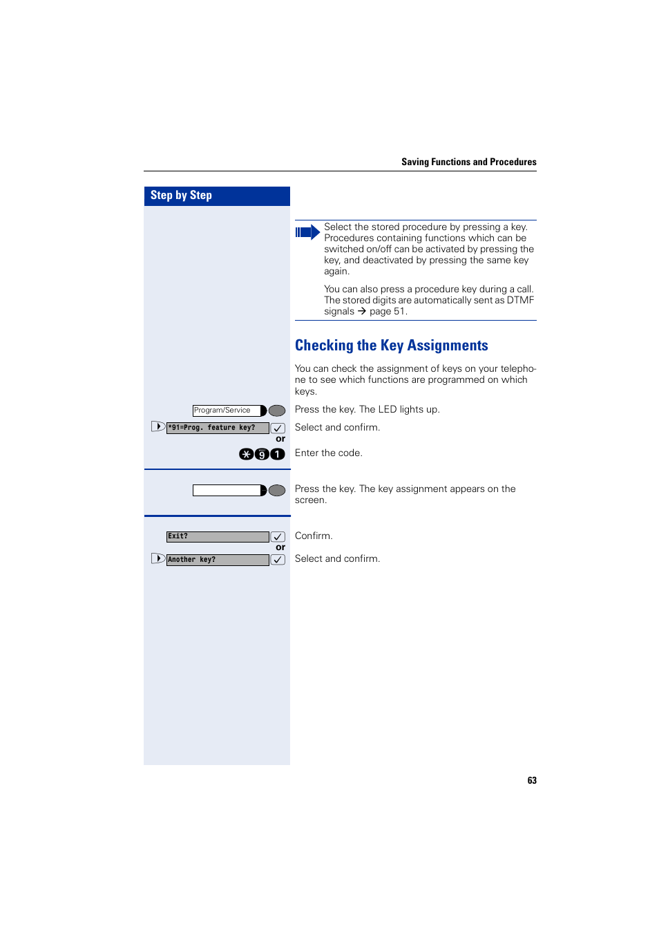 Checking the key assignments | Siemens HIPATH 1200 User Manual | Page 63 / 104