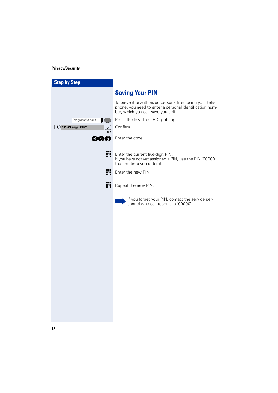 Saving your pin | Siemens HIPATH 1200 User Manual | Page 72 / 104