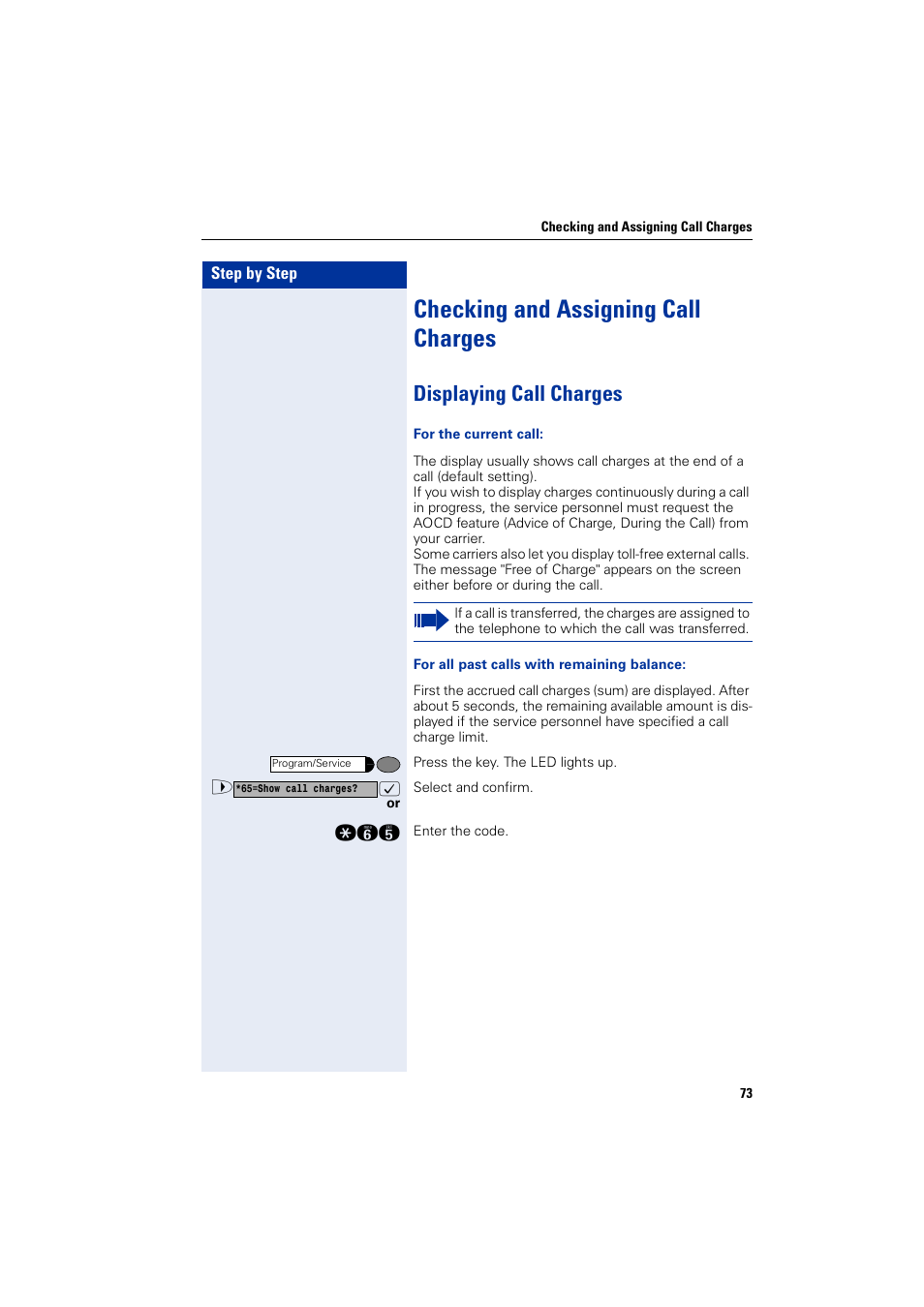 Checking and assigning call charges, Displaying call charges | Siemens HIPATH 1200 User Manual | Page 73 / 104