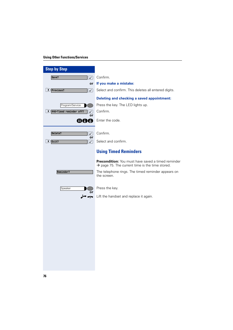 Using timed reminders | Siemens HIPATH 1200 User Manual | Page 76 / 104