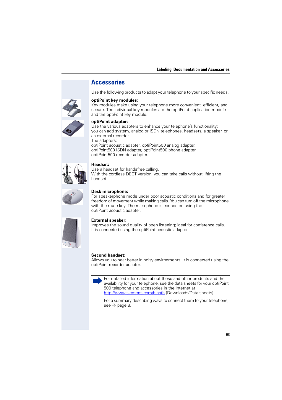 Accessories | Siemens HIPATH 1200 User Manual | Page 93 / 104