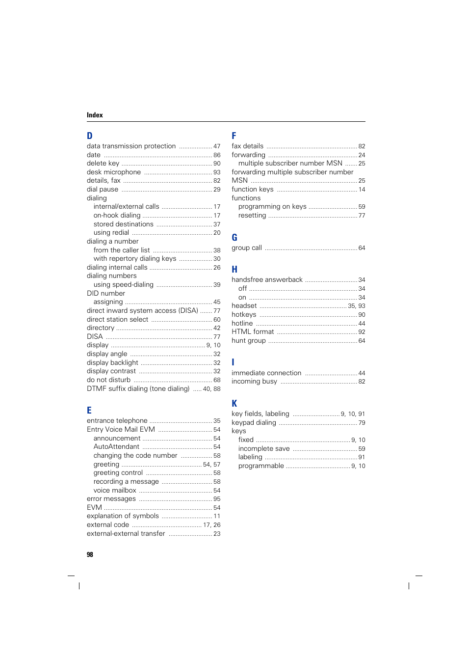 Siemens HIPATH 1200 User Manual | Page 98 / 104