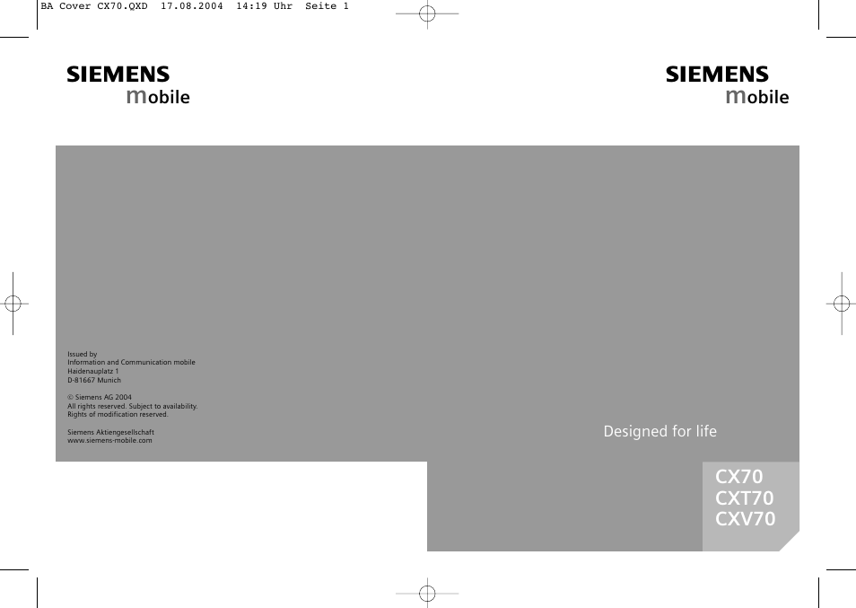 Siemens CX70 User Manual | 74 pages