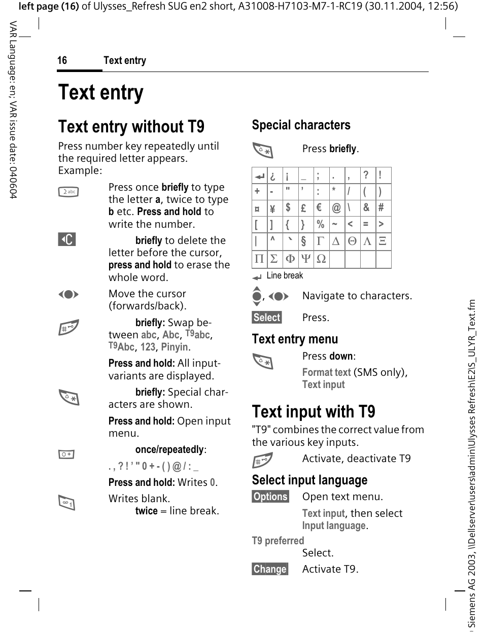 Text entry, Text entry without t9, Text input with t9 | Siemens CX70 User Manual | Page 17 / 74