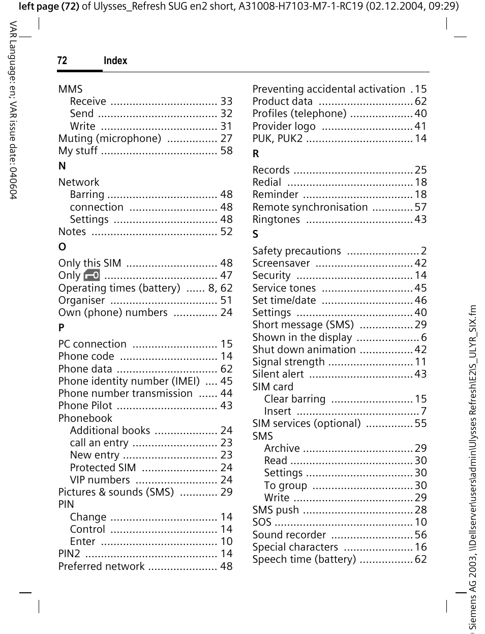 Siemens CX70 User Manual | Page 73 / 74