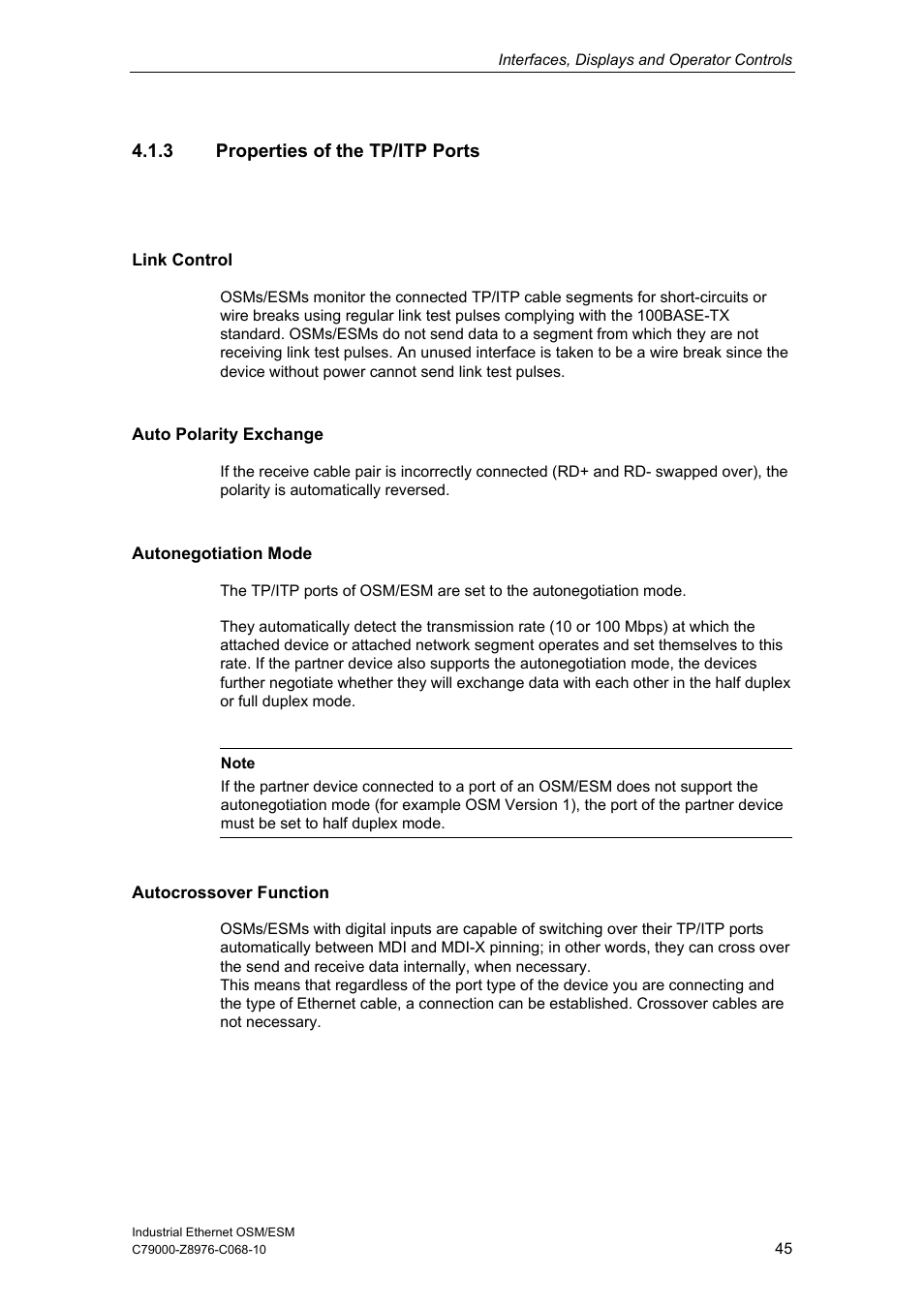 3 properties of the tp/itp ports | Siemens ESM User Manual | Page 49 / 98