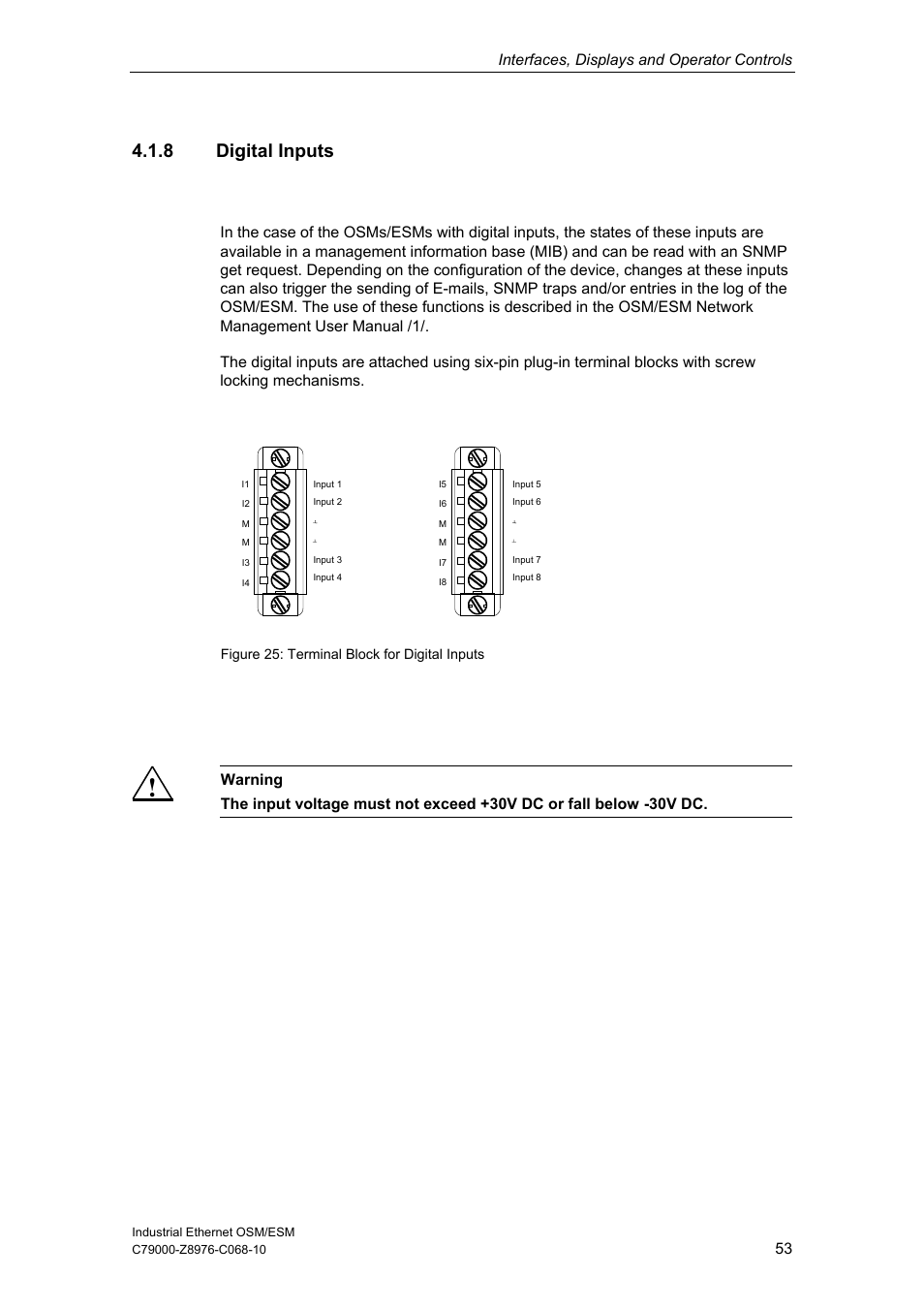 8 digital inputs, Interfaces, displays and operator controls | Siemens ESM User Manual | Page 57 / 98