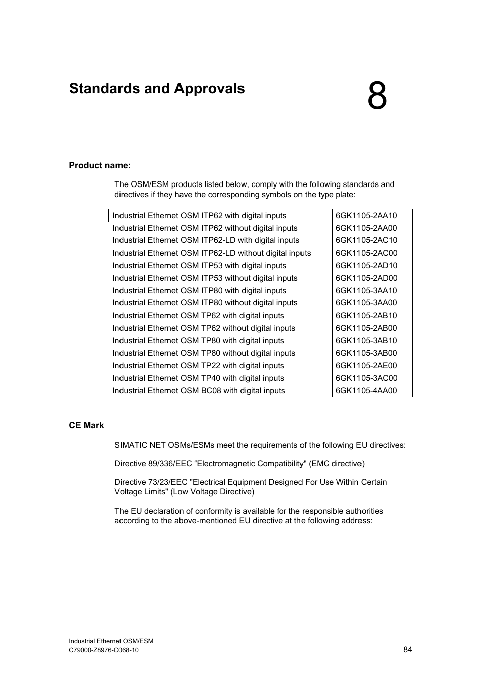 Standards and approvals | Siemens ESM User Manual | Page 88 / 98