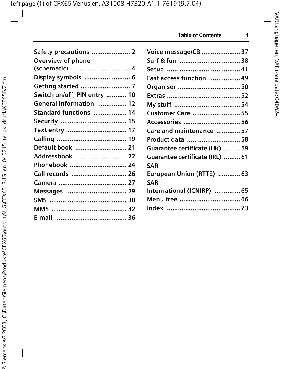 Siemens CFX65 User Manual | Page 2 / 77