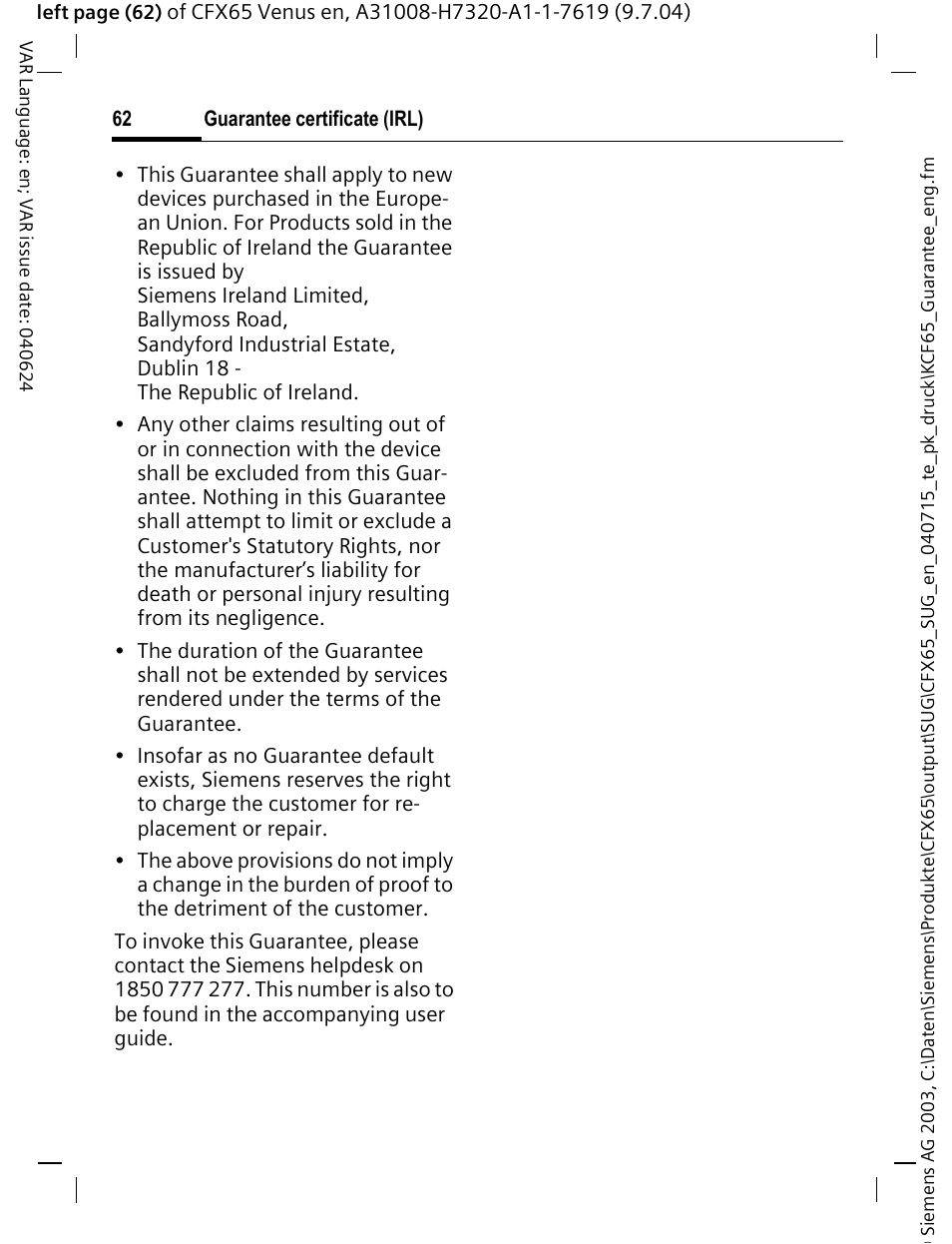 Siemens CFX65 User Manual | Page 63 / 77