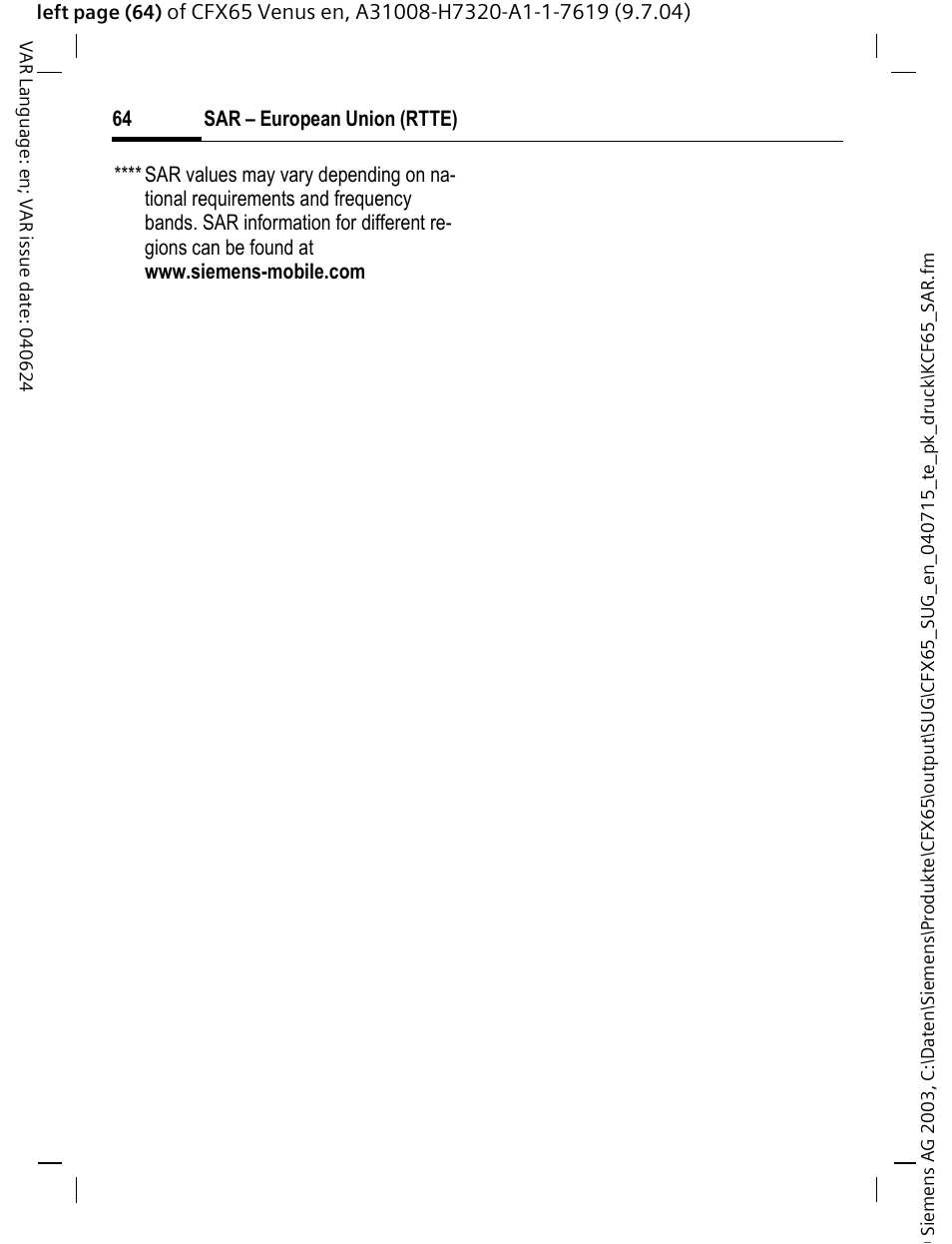 Siemens CFX65 User Manual | Page 65 / 77
