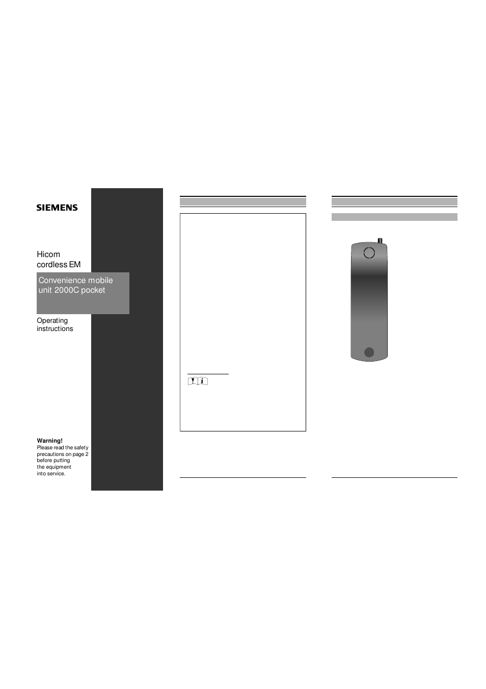 Siemens Hicom cordless EM Convenience mobile unit 2000C pocket User Manual | 23 pages