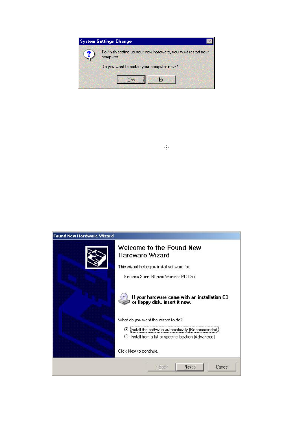 Driver installation for windows( xp, River installation for, Indows | Driver installation for windows | Siemens SPEEDSTREAM SS1021 User Manual | Page 19 / 40