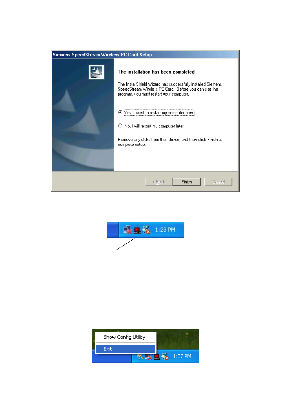 Using the wireless utility in windows xp, Use windows wireless network configuration, Sing the | Ireless, Tility, Indows | Siemens SPEEDSTREAM SS1021 User Manual | Page 24 / 40