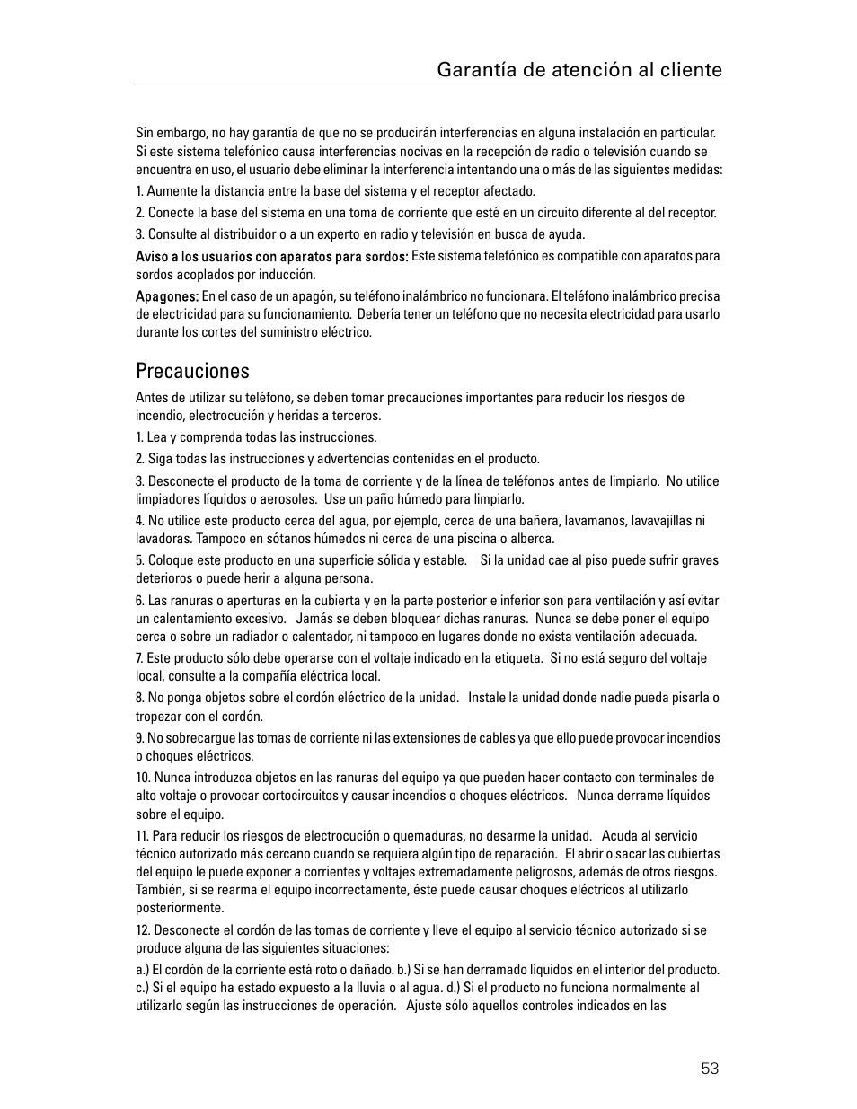 Precauciones, Garantía de atención al cliente | Siemens Gigaset 4015 User Manual | Page 120 / 131