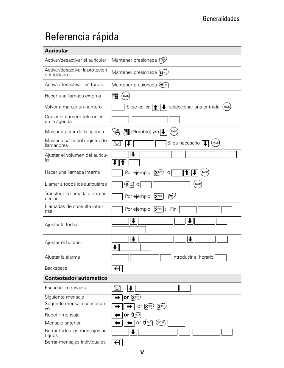 Referencia rápida, Generalidades | Siemens Gigaset 4015 User Manual | Page 128 / 131