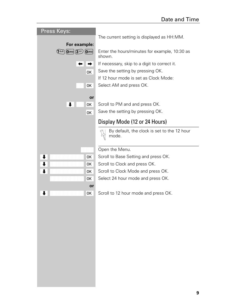 Display mode (12 or 24 hours) | Siemens Gigaset 4015 User Manual | Page 15 / 131