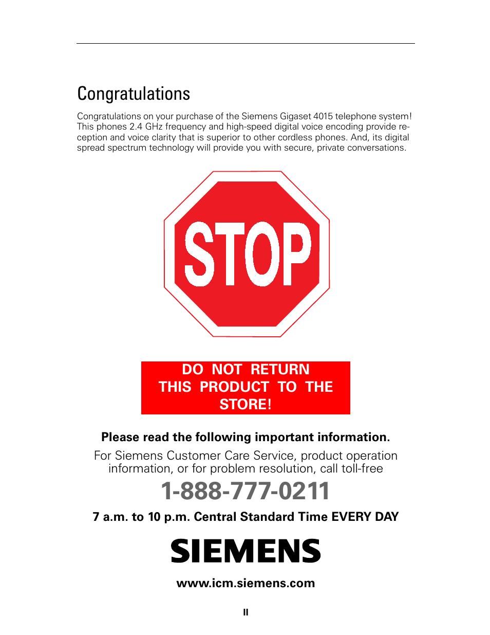 Siemens Gigaset 4015 User Manual | Page 2 / 131