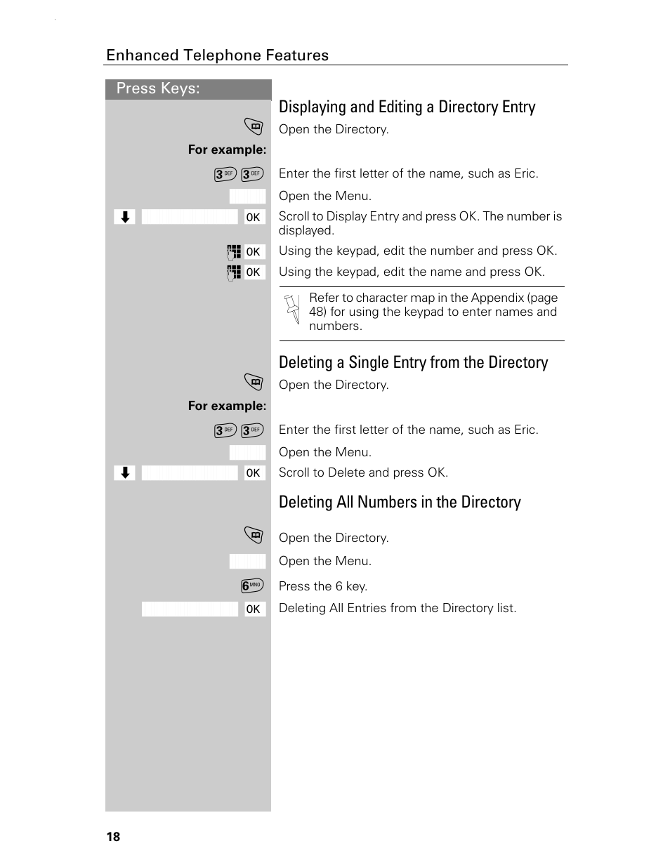 Displaying and editing a directory entry, Deleting a single entry from the directory, Deleting all numbers in the directory | Siemens Gigaset 4015 User Manual | Page 24 / 131