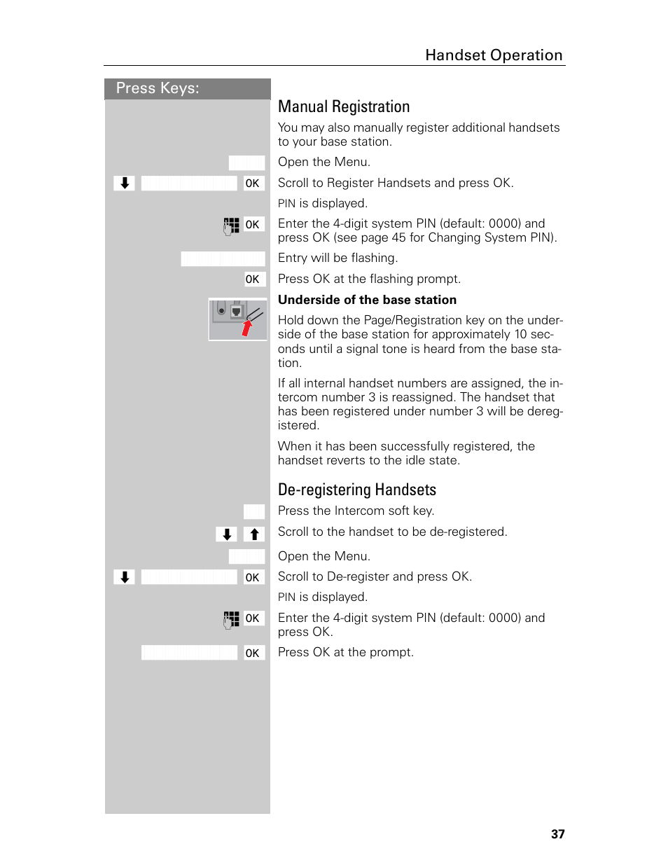 Manual registration, De-registering handsets | Siemens Gigaset 4015 User Manual | Page 43 / 131