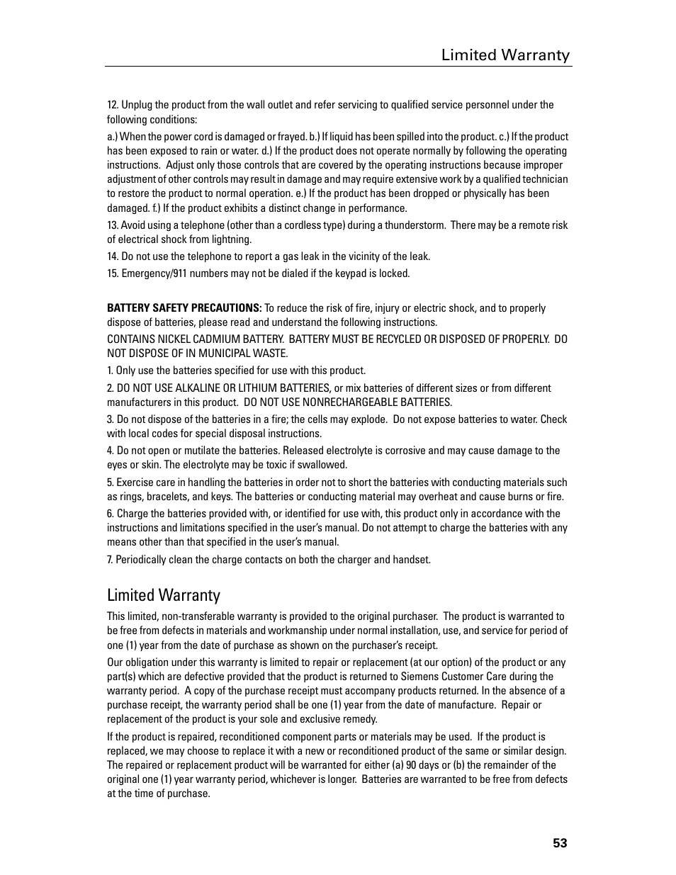 Limited warranty | Siemens Gigaset 4015 User Manual | Page 59 / 131