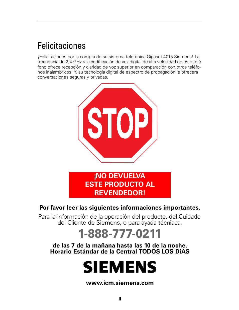 Felicitaciones | Siemens Gigaset 4015 User Manual | Page 67 / 131