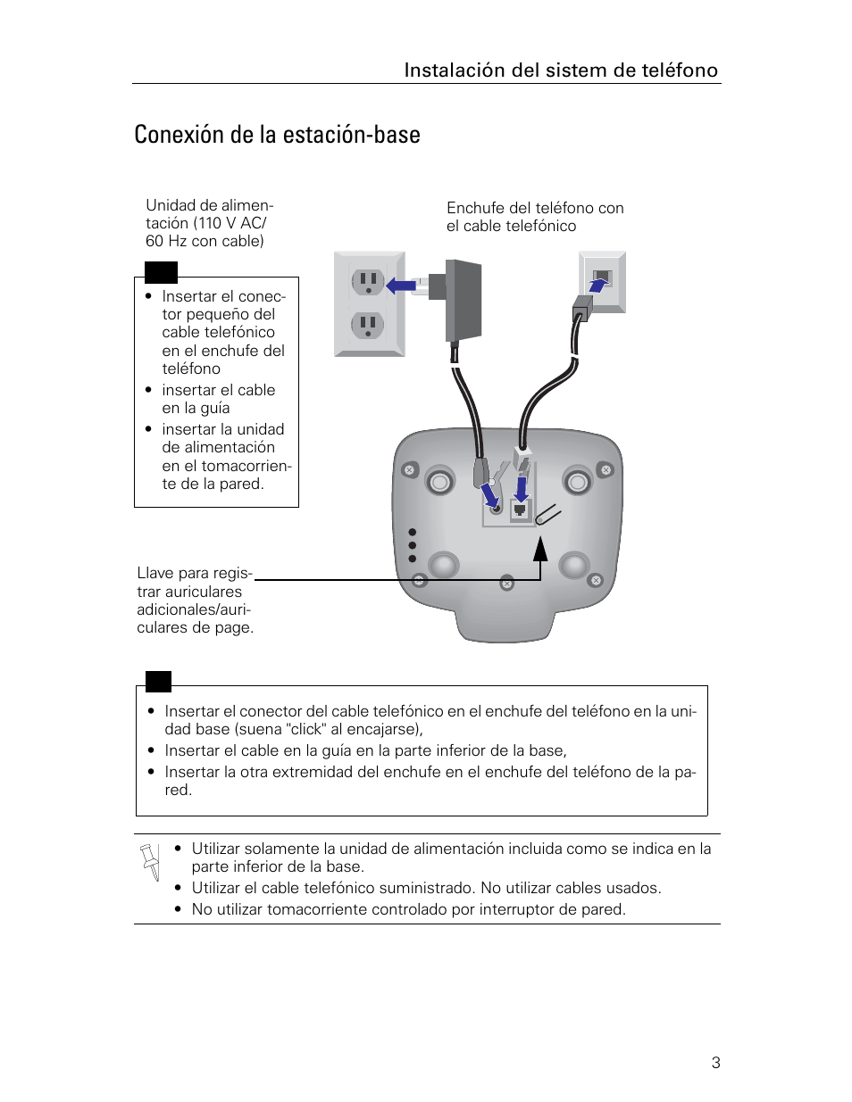 Conexión de la estación-base, Instalación del sistem de teléfono | Siemens Gigaset 4015 User Manual | Page 70 / 131