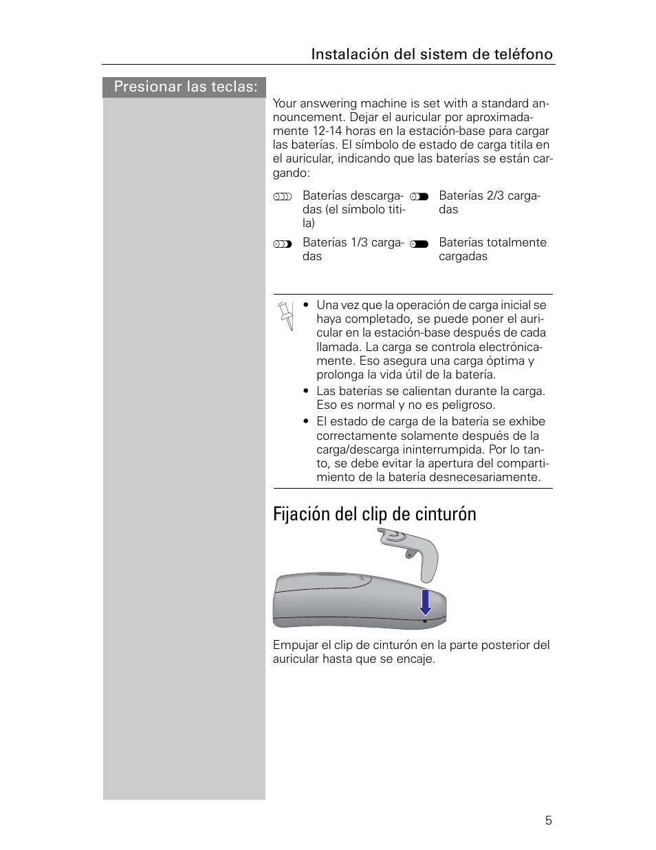 Fijación del clip de cinturón | Siemens Gigaset 4015 User Manual | Page 72 / 131