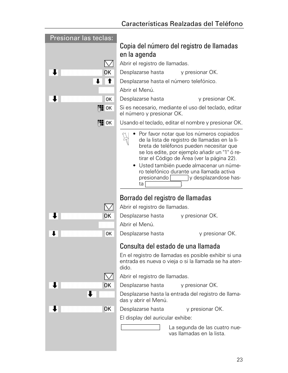 Borrado del registro de llamadas, Consulta del estado de una llamada | Siemens Gigaset 4015 User Manual | Page 90 / 131