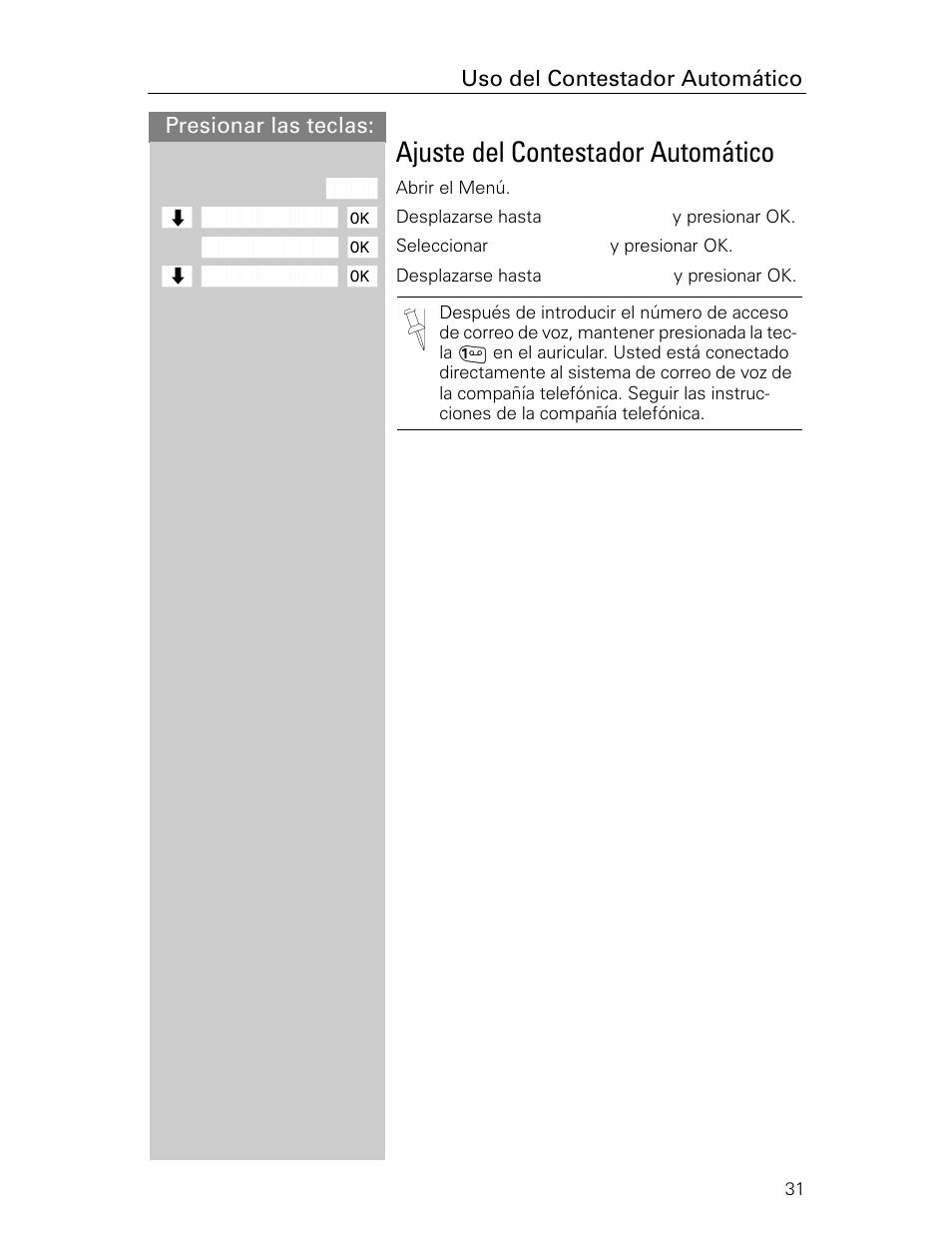 Ajuste del contestador automático | Siemens Gigaset 4015 User Manual | Page 98 / 131