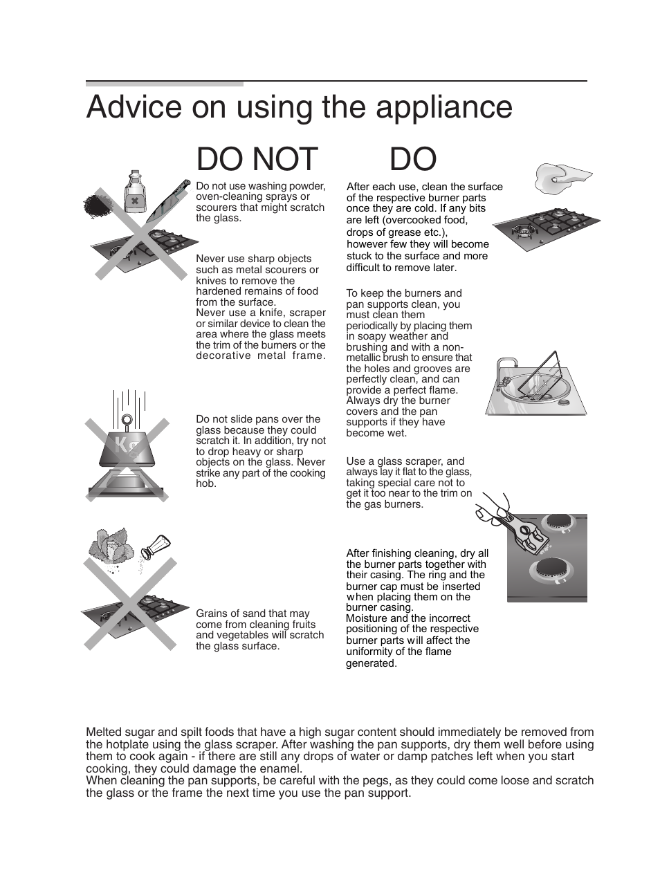 Advice on using the appliance, Do not do | Siemens 5551 User Manual | Page 16 / 35