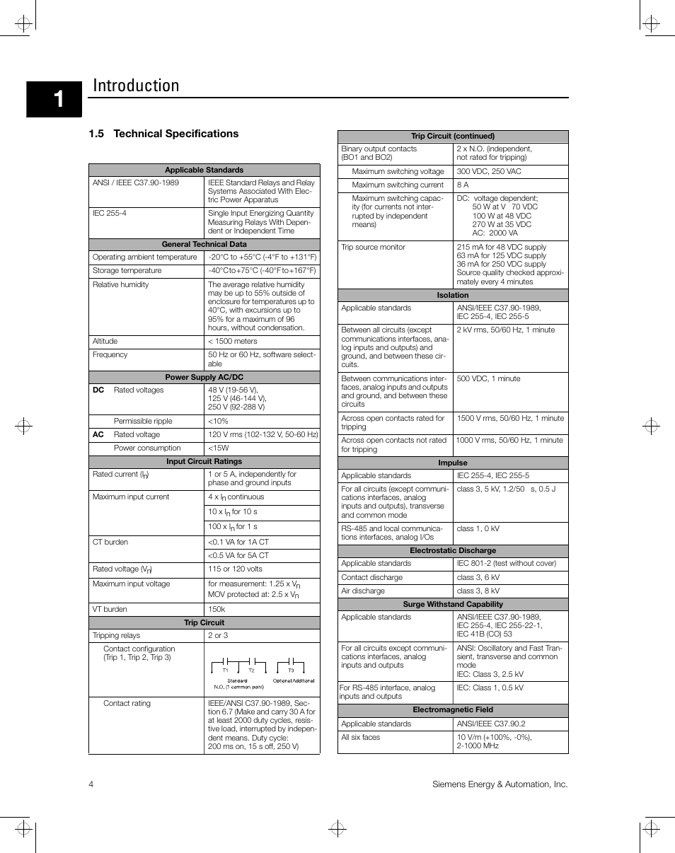 Introduction, 5 technical specifications | Siemens ISGS SG8158-00 User Manual | Page 10 / 121