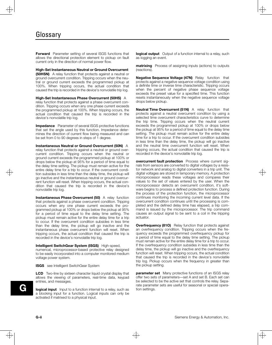 Glossary | Siemens ISGS SG8158-00 User Manual | Page 110 / 121