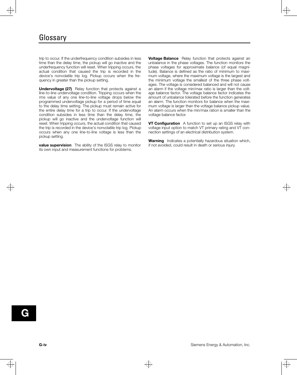 Glossary | Siemens ISGS SG8158-00 User Manual | Page 112 / 121