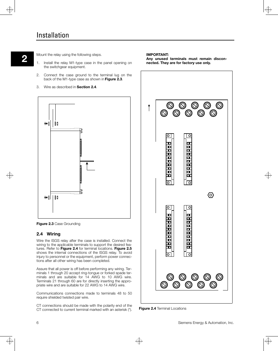 Installation, 4 wiring | Siemens ISGS SG8158-00 User Manual | Page 12 / 121