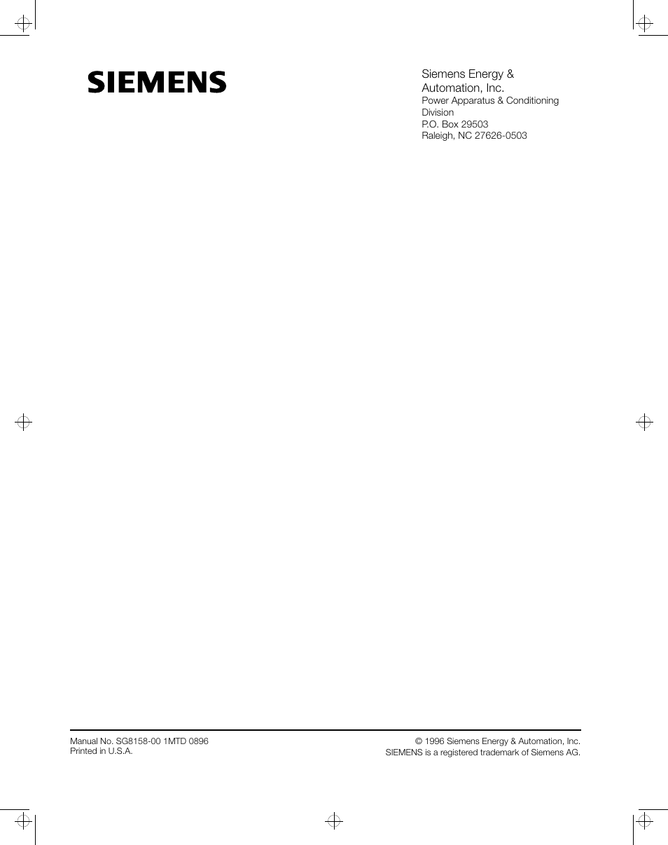 Siemens ISGS SG8158-00 User Manual | Page 121 / 121