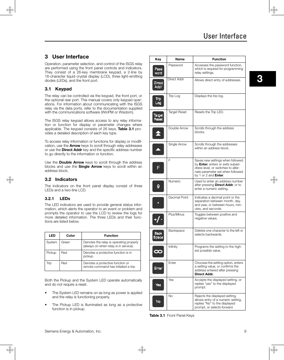 User interface, 3 user interface | Siemens ISGS SG8158-00 User Manual | Page 15 / 121