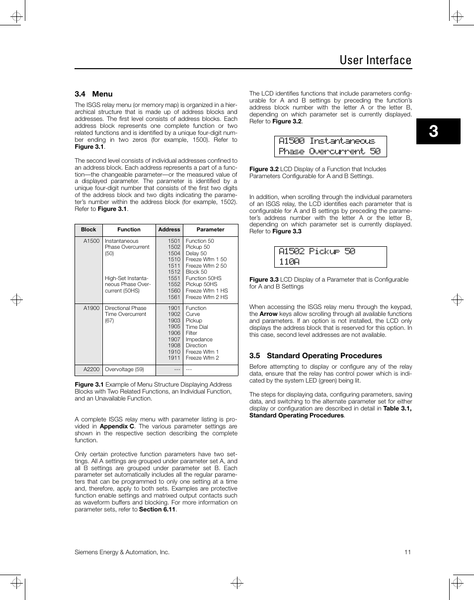 User interface | Siemens ISGS SG8158-00 User Manual | Page 17 / 121