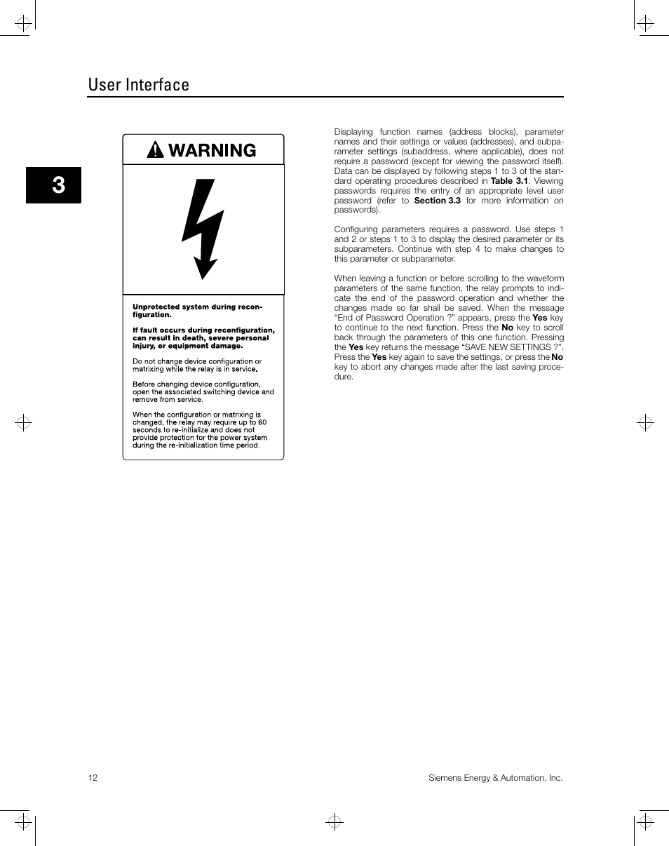 User interface | Siemens ISGS SG8158-00 User Manual | Page 18 / 121