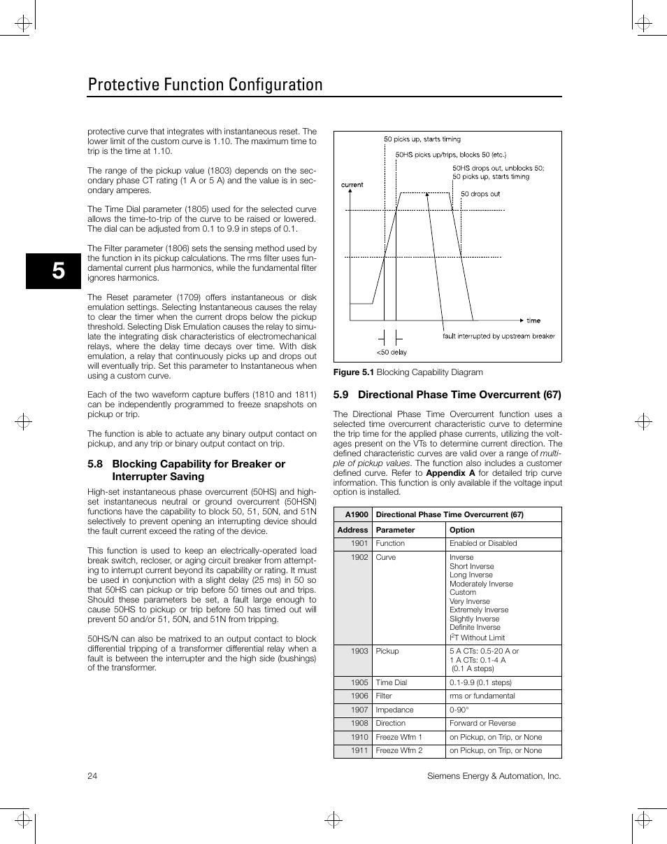 Protective function configuration | Siemens ISGS SG8158-00 User Manual | Page 30 / 121