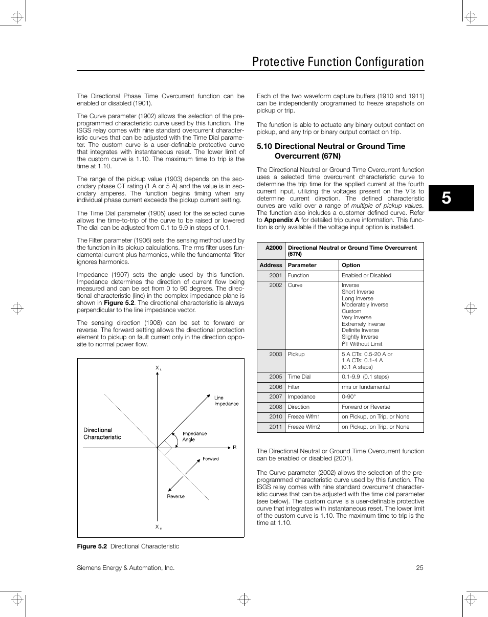 Protective function configuration | Siemens ISGS SG8158-00 User Manual | Page 31 / 121