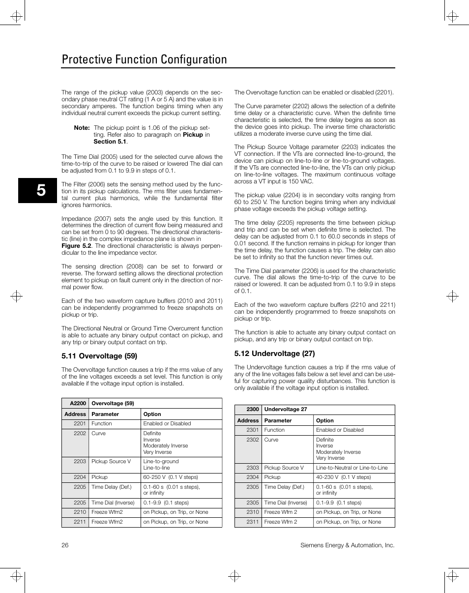 Protective function configuration | Siemens ISGS SG8158-00 User Manual | Page 32 / 121