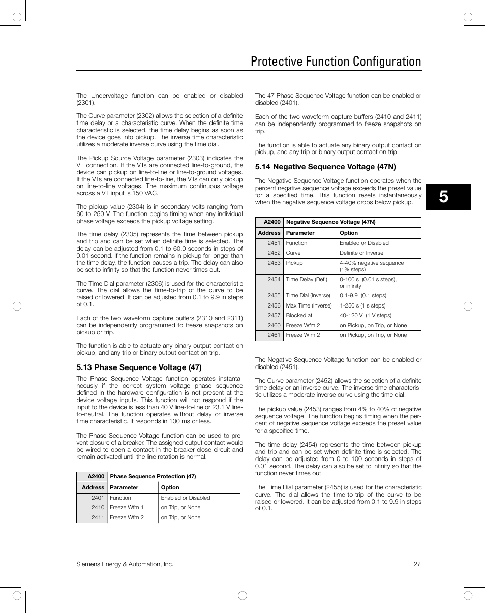 Protective function configuration | Siemens ISGS SG8158-00 User Manual | Page 33 / 121