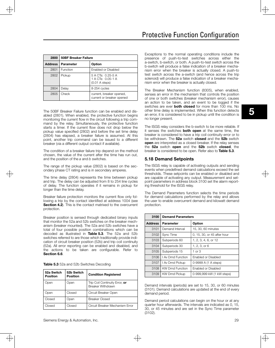 Protective function configuration | Siemens ISGS SG8158-00 User Manual | Page 35 / 121