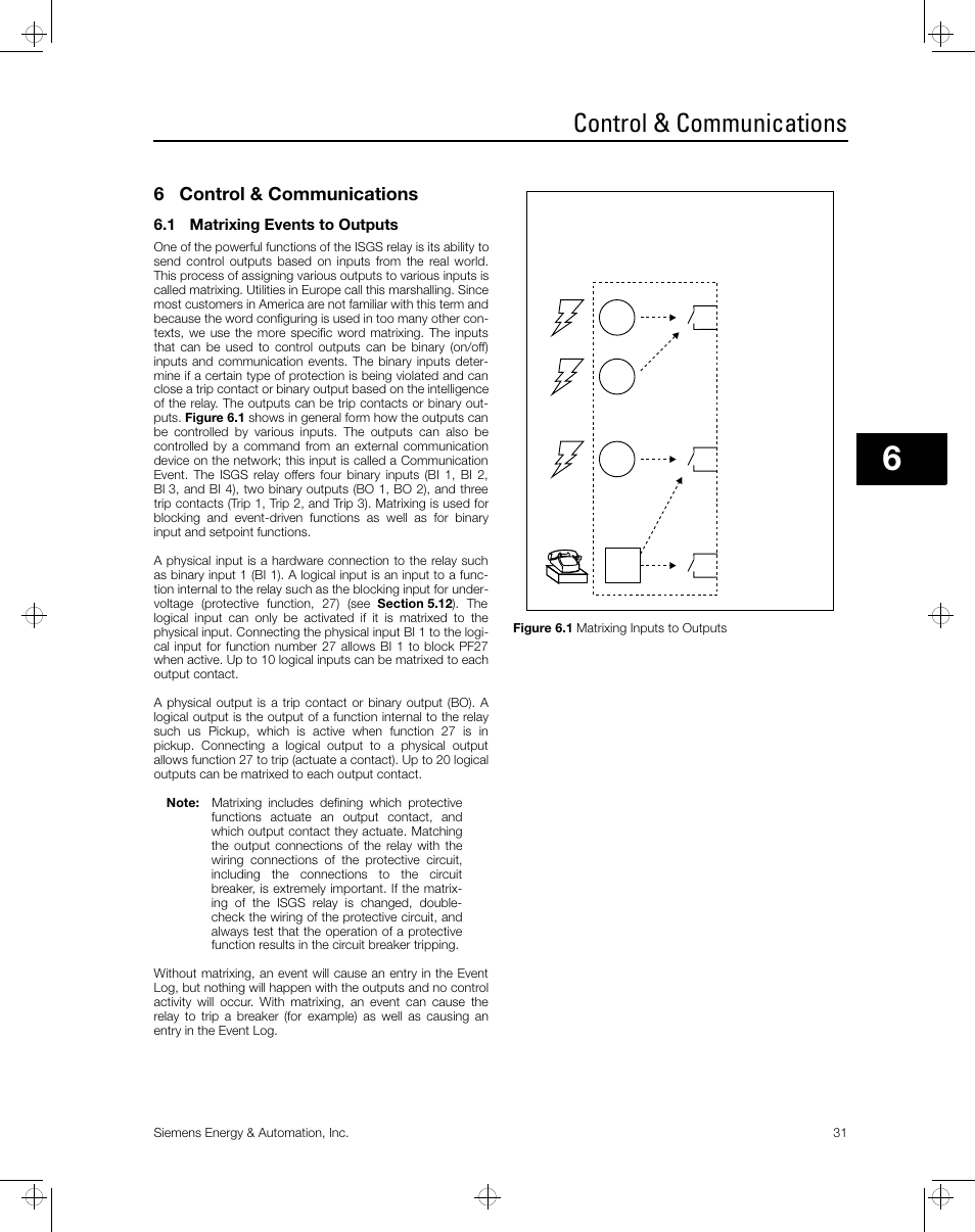 Control & communications, 6 control & communications | Siemens ISGS SG8158-00 User Manual | Page 37 / 121