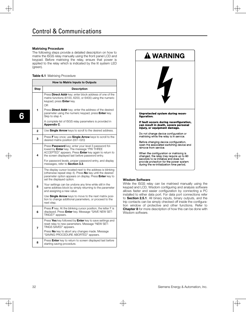 Control & communications | Siemens ISGS SG8158-00 User Manual | Page 38 / 121