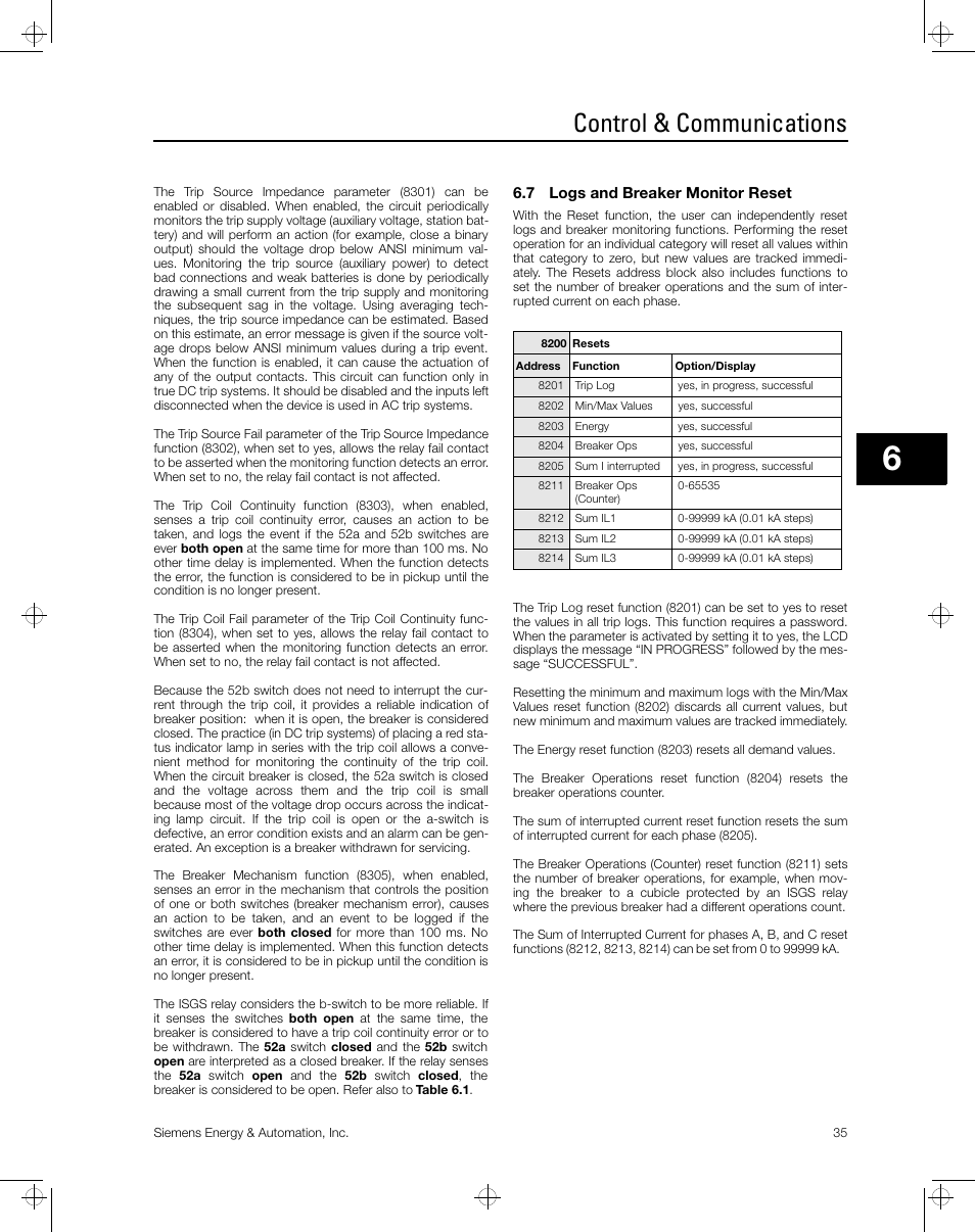 Control & communications | Siemens ISGS SG8158-00 User Manual | Page 41 / 121