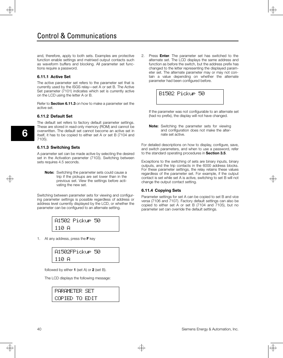 Control & communications | Siemens ISGS SG8158-00 User Manual | Page 46 / 121