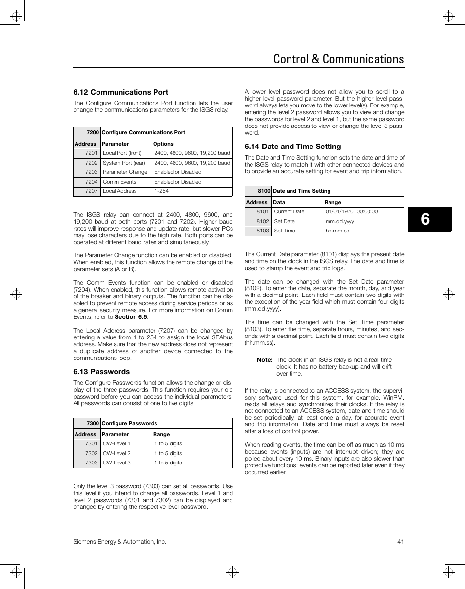 Control & communications | Siemens ISGS SG8158-00 User Manual | Page 47 / 121